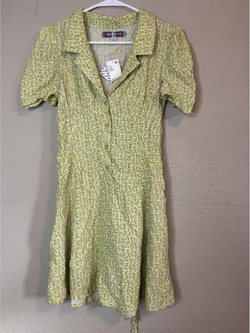 Urban Outfitters Green Floral Mini Dress Size S